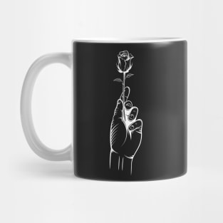 Hand Holding a Rose Mug